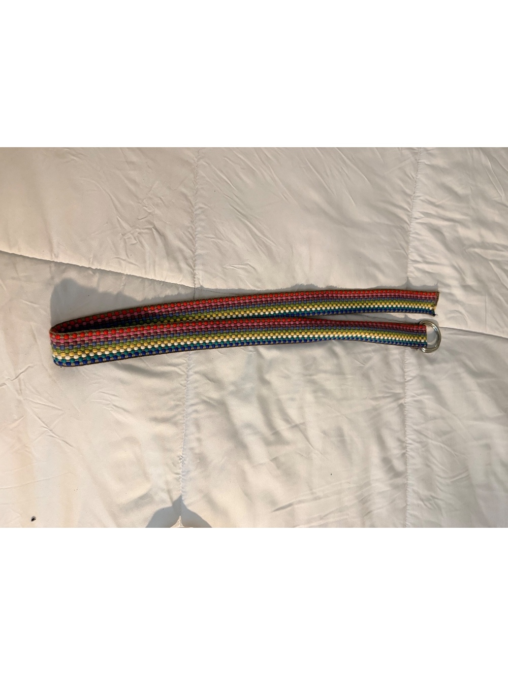 Multicolor Woven Fabric Belt with Double D-Ring Buckle